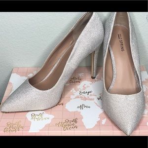 Tan / Gray Sparkle Heels
